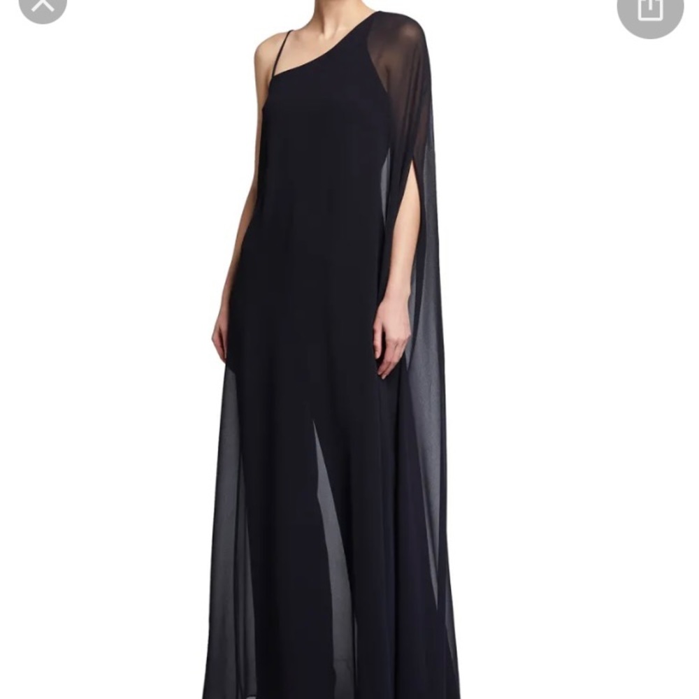 Halston One Shoulder Jumpsuit w/ Georgette Overlay